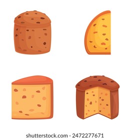 Colorful illustration of four different cartoon cheese varieties