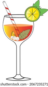 colorful illustration fruit vine glass 