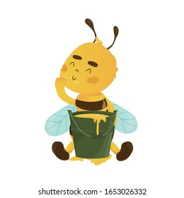 colorful illustration. funny bee on a white background.