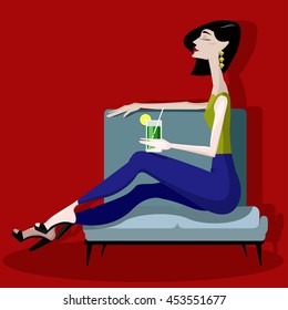 Colorful illustration of girl.