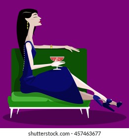 Colorful illustration of girl. 