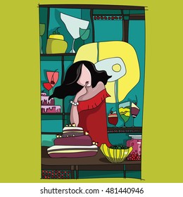 Colorful illustration of girl. 