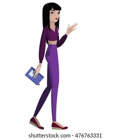 Colorful illustration of girl with book.