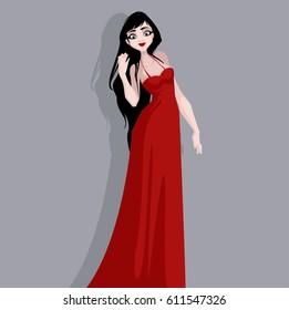Colorful illustration of girl. Cute cartoon vector image.