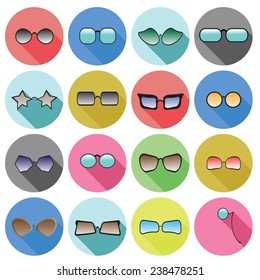 colorful illustration  with glasses icons on white background