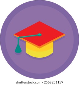 Colorful illustration of a graduation cap, symbolizing academic achievement and success, ideal for educational and celebratory projects