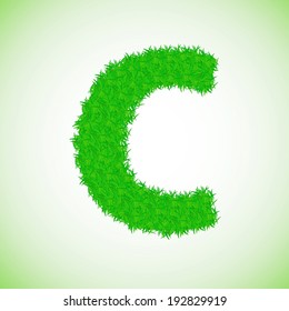 colorful illustration with grass letter on a green background  for your design