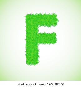 colorful illustration with grass letter on a green background for your design