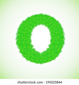 colorful illustration with grass letter on a green background for your design