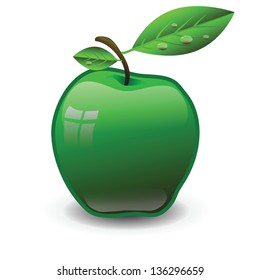 colorful illustration with  green apple for your design