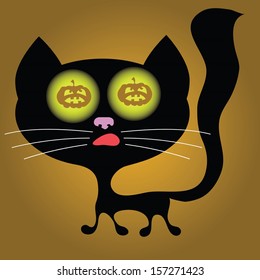 colorful illustration with halloween cat  for your design