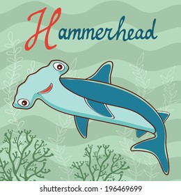 Colorful illustration of hammerhead. Vector format