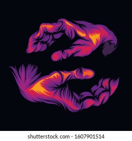 
colorful illustration of hands in vector