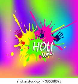 colorful illustration of holi greeting card or flyer design