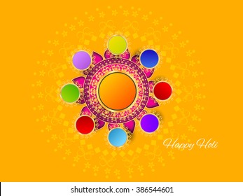 colorful illustration of holi greeting card or flyer design
