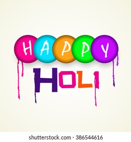 colorful illustration of holi greeting card or flyer design