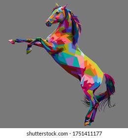 colorful illustration horses in pop art portrait style suitable for posters, banners and others