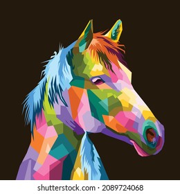 colorful illustration horses in pop art portrait style suitable for posters, banners and others isolated decoration