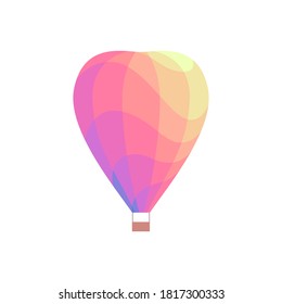 Colorful illustration of hot air ballon in flat style. Vector.