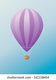 Colorful illustration of hot air balloon of violet color.
