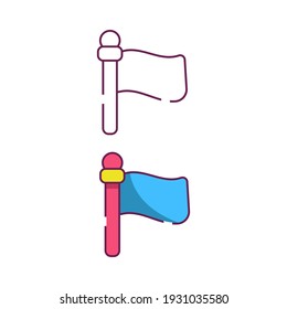 colorful illustration icon and line art pictogram flag pole