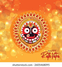 Colorful illustration of indian festival happy rath yatra