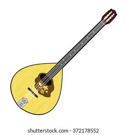 Colorful illustration of Irish Bouzouki isolated on white background