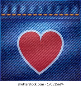 colorful illustration with jeans background and heart for your design
