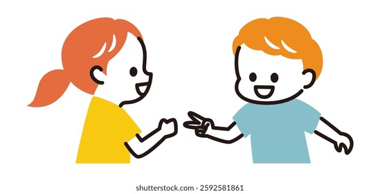 colorful illustration of kids doing rock scissors paper