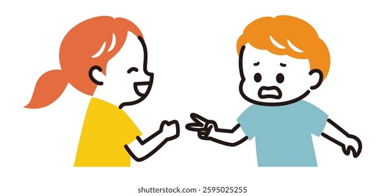 colorful illustration of kids doing rock scissors paper