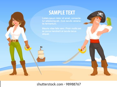 colorful illustration for kids with pirate theme