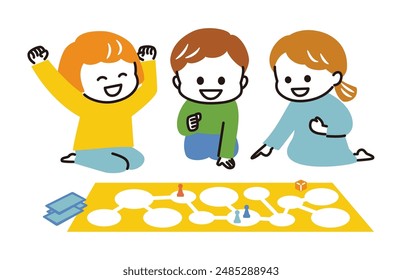 colorful illustration of kids playing game