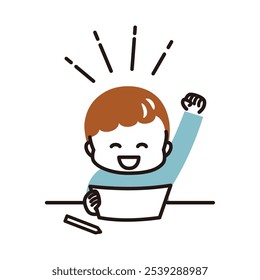 colorful illustration of kids studying at the desk