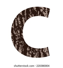 colorful illustration with letter C made from oak bark on  a white background