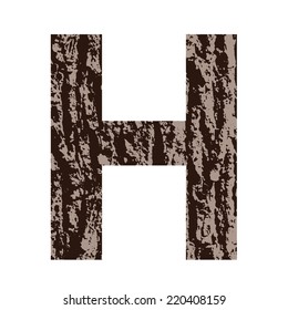 colorful illustration with letter H made from oak bark on  a white background