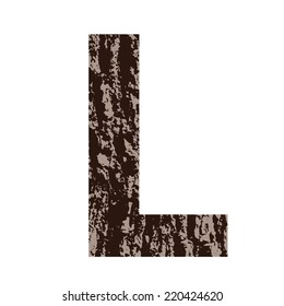 colorful illustration with letter L made from oak bark on  a white background