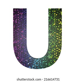 Colorful Illustration with Letter U of Different Colors on a White Background