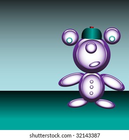Colorful illustration with little teddy bear made from shiny rounded shapes