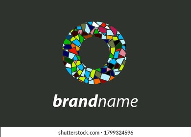 Colorful illustration logo design Initial O Mosaic.