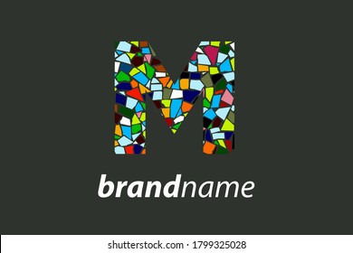 Colorful Illustration Logo Design Initial M Mosaic.