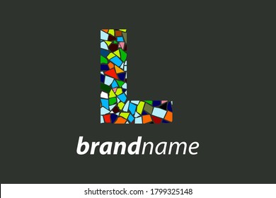 Diseño del logotipo de la ilustración colorida Inicial L Mosaic.
