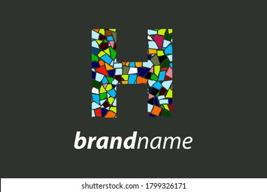 Colorful illustration logo design Initial H Mosaic.