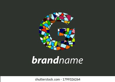 Diseño del logotipo de la ilustración colorida Primer mosaico G.