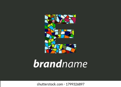 Colorful Illustration Logo Design Initial E Mosaic.