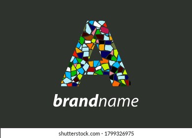 Colorful illustration logo design Initial A Mosaic.