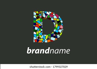 Colorful illustration logo design Initial D Mosaic.