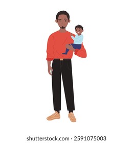 A colorful illustration of a loving father joyfully holding his baby, showcasing deep family love and togetherness