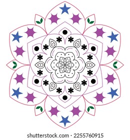 The colorful illustration mandala template design is suitable for tile, sticker, wallpaper, fabrics, background etc. Decoration for interior design.