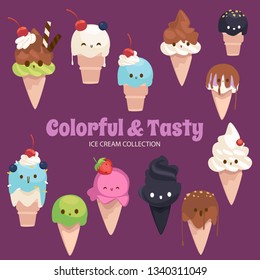 Colorful illustration of so many cute food things