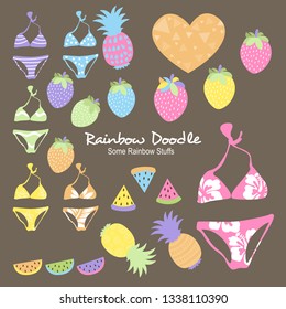 Colorful illustration of so many cute things